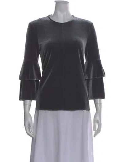 Pre-owned Tibi Bateau Neckline Three-quarter Sleeve Blouse In Gray