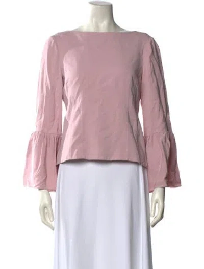 Pre-owned Tibi Bateau Neckline Three-quarter Sleeve Blouse In Pink