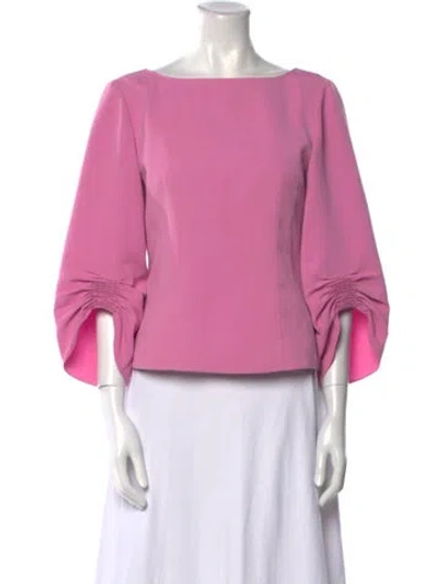 Pre-owned Tibi Bateau Neckline Three-quarter Sleeve Blouse In Pink