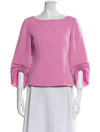 Pre-owned Tibi Bateau Neckline Three-quarter Sleeve Blouse In Pink