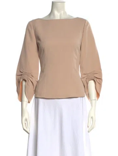 Pre-owned Tibi Bateau Neckline Three-quarter Sleeve Blouse W/ Tags In Neutral
