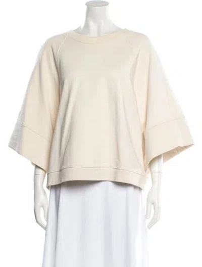 Pre-owned Tibi Bateau Neckline Three-quarter Sleeve Sweatshirt In Neutral