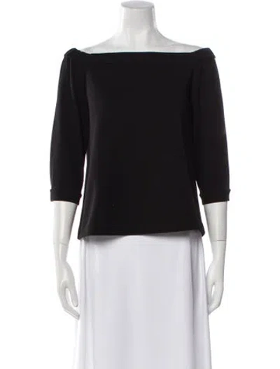 Pre-owned Tibi Bateau Neckline Three-quarter Sleeve Top In Black