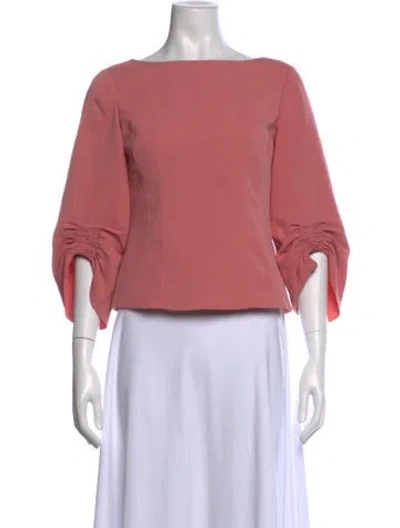 Pre-owned Tibi Bateau Neckline Three-quarter Sleeve Top In Pink