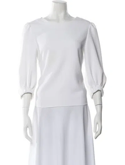 Pre-owned Tibi Bateau Neckline Three-quarter Sleeve Top In White