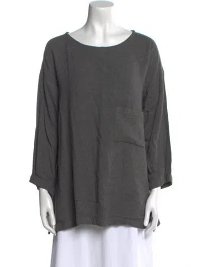 Pre-owned Tibi Bateau Neckline Three-quarter Sleeve Tunic In Gray