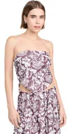 TIBI BATIK STRAPLESS BANDEAU TOP CINNAMON MULTI