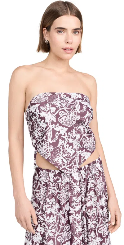 Tibi Batik Strapless Bandeau Top Cinnamon Multi