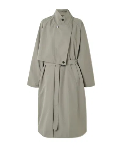 Tibi Frank Belted Layered Shell Trench Coat In Gray