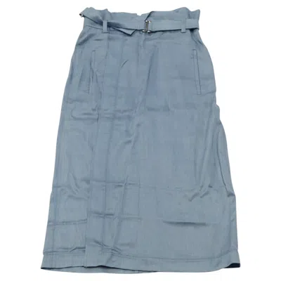Pre-owned Tibi Belted Midi Skirt In Blue Lyocell