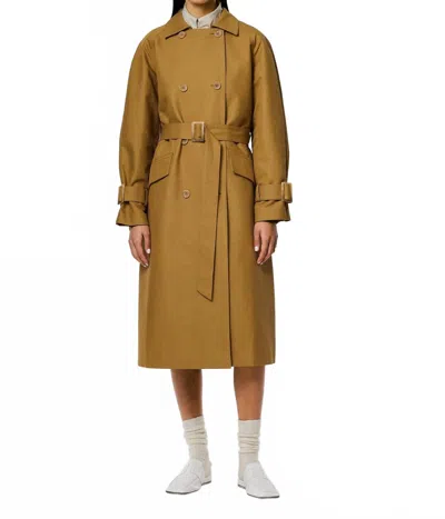 Tibi Belted Waist Trench Coat In Tan In Brown