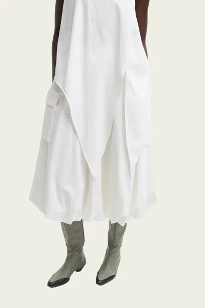 Tibi Bio Twill Bubble Skirt In Optic White
