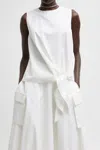 Tibi Bio Twill Easy Tie Top In Optic White