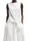 Tibi Bio Twill Easy Tie Top In Optic White