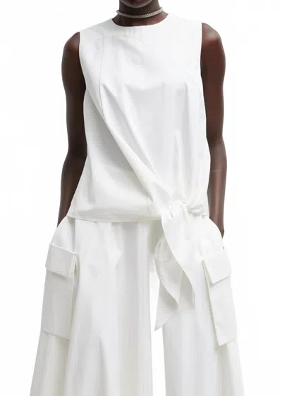 Tibi Bio Twill Easy Tie Top In Optic White