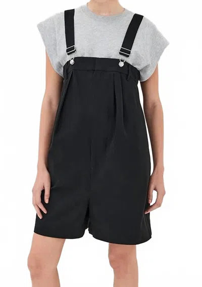 TIBI BIO TWILL OVERALL SHORT IN BLACK