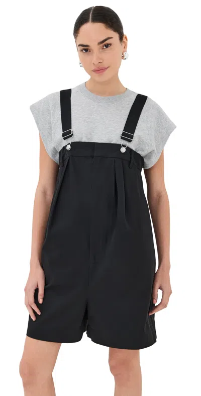 Tibi Bio Twill Overall Shorts Black
