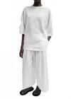 Tibi Bio Twill Triple Pleat Cropped Pant In Optic White In White