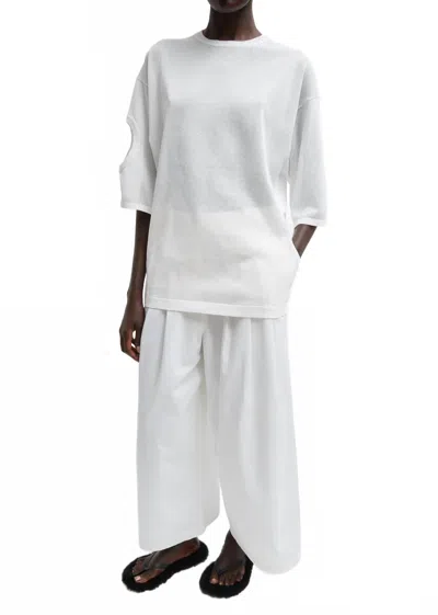 Tibi Bio Twill Triple Pleat Cropped Pant In Optic White