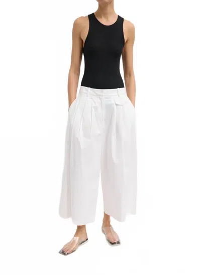 Tibi Bio Twill Triple Pleat Cropped Pants In White
