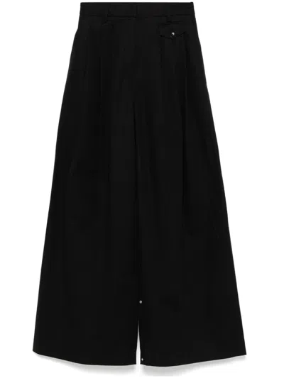 Tibi Bio Twill Triple Pleat Pants In Black
