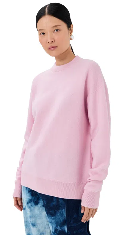 Tibi Boiled Wool Crewneck Easy Pullover Pink