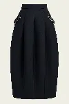 Tibi Bonded Twill Sculpted Skirt With Removable Beading In Navy In Black