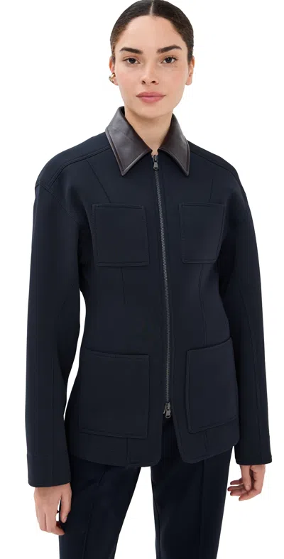 Tibi Bonded Twill Sculpted Workmens Jacket Navy In Blue