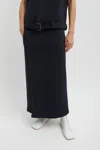 Tibi Bonded Viscose Maxi Wrap Skirt In Dark Navy