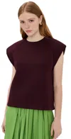 Tibi Bonded Viscose Sculpted Sleeveless Top In Crimson In Crimson