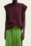 Tibi Bonded Viscose Sculpted Sleeveless Top In Crimson