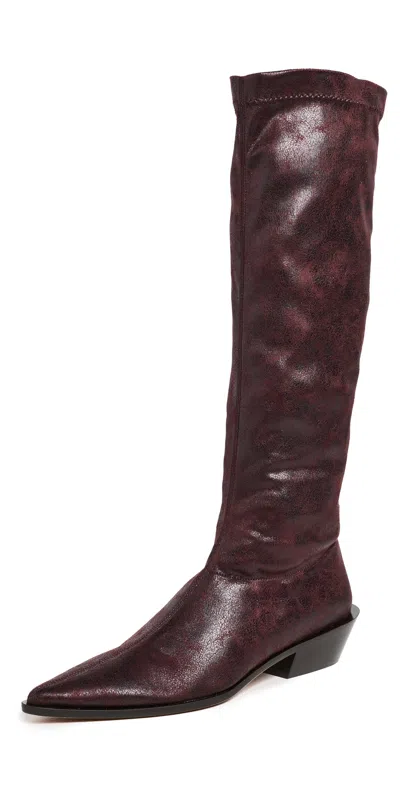 Tibi Bronson Faux Leather Boots Wine