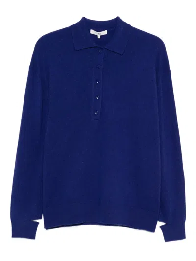 Tibi Button-details Polo Top In Blue