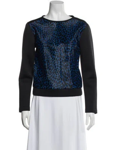 Pre-owned Tibi Calf Hair Animal Print Top In Blue
