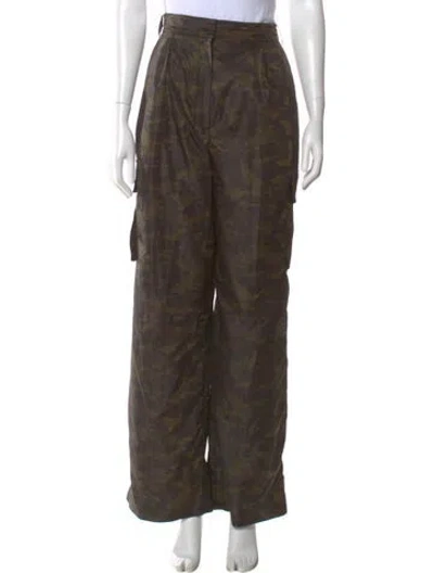 Pre-owned Tibi Camouflage Print Wide Leg Pants In Green