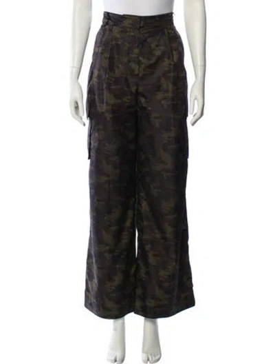 Pre-owned Tibi Camouflage Print Wide Leg Pants In Green
