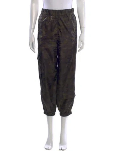 Pre-owned Tibi Camouflage Print Wide Leg Pants In Green