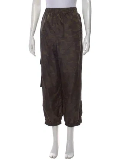 Pre-owned Tibi Camouflage Print Wide Leg Pants In Green
