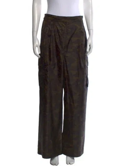 Pre-owned Tibi Camouflage Print Wide Leg Pants In Green