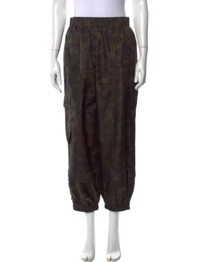 Pre-owned Tibi Camouflage Print Wide Leg Pants In Green