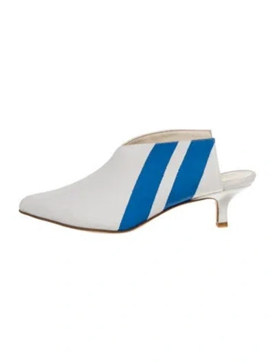 Pre-owned Tibi Canvas Striped Mules In White