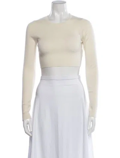 Pre-owned Tibi Cashmere Crew Neck Crop Top In Neutrals