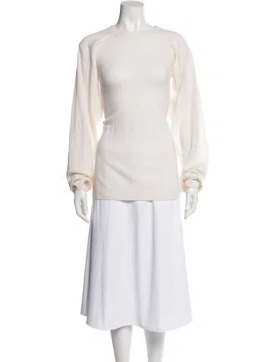 Pre-owned Tibi Cashmere Crew Neck Sweater In White