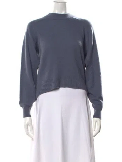 Pre-owned Tibi Cashmere Mock Neck Sweater In Blue