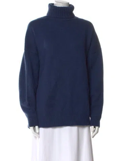 Pre-owned Tibi Cashmere Turtleneck Sweater In Blue