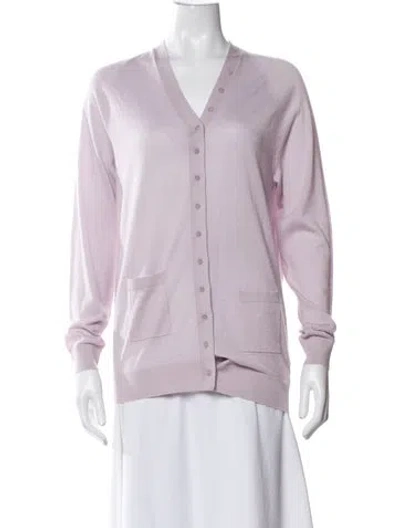Pre-owned Tibi Cashmere V-neck Button-up Top In Purple