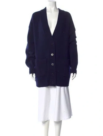 Pre-owned Tibi Cashmere V-neck Sweater In Blue