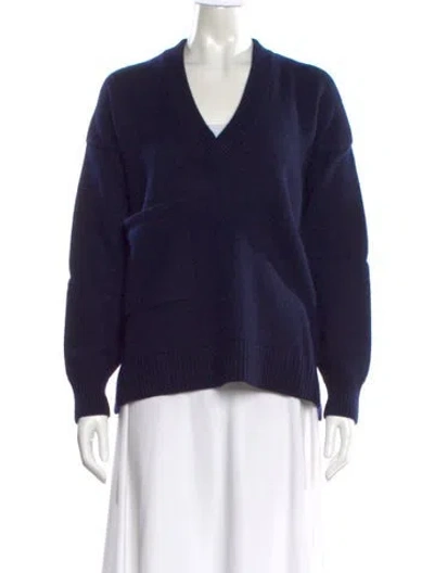 Pre-owned Tibi Cashmere V-neck Sweater In Blue