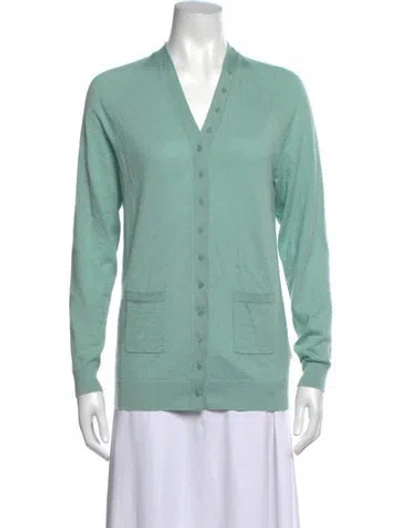 Pre-owned Tibi Cashmere V-neck Sweater In Green