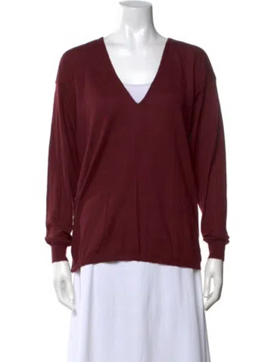 Pre-owned Tibi Cashmere V-neck Top In Burgundy